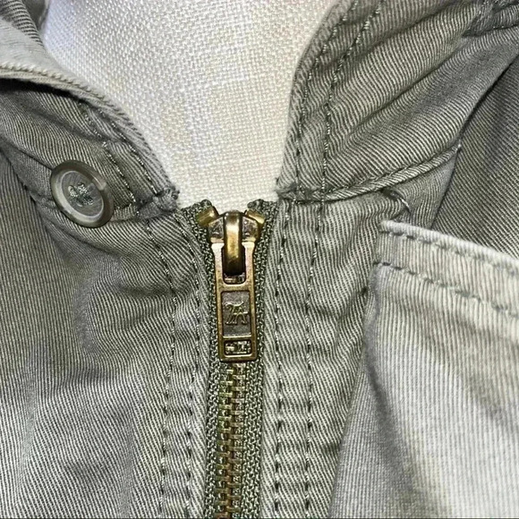 I HEART RONSON Military style utility jacket NWOT tie waist hooded olive - Picture 10 of 16